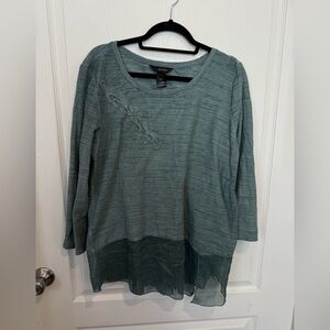 Ali Miles Teal Embroidered blouse